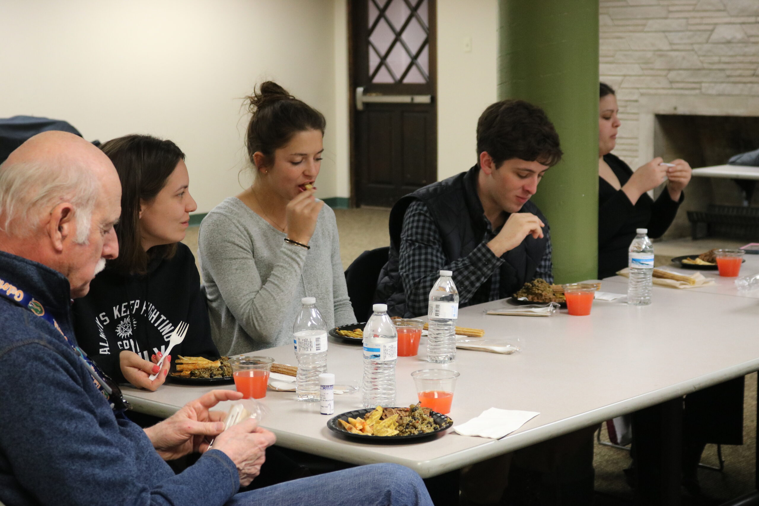 Students eating dinner